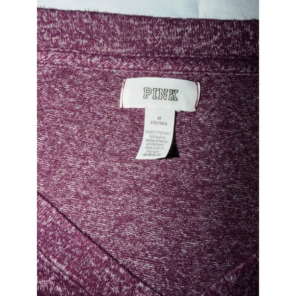 PINK Victoria's Secret Marled Burgundy V Neck Pullover Lounge Athleisure Top M - Picture 3 of 6